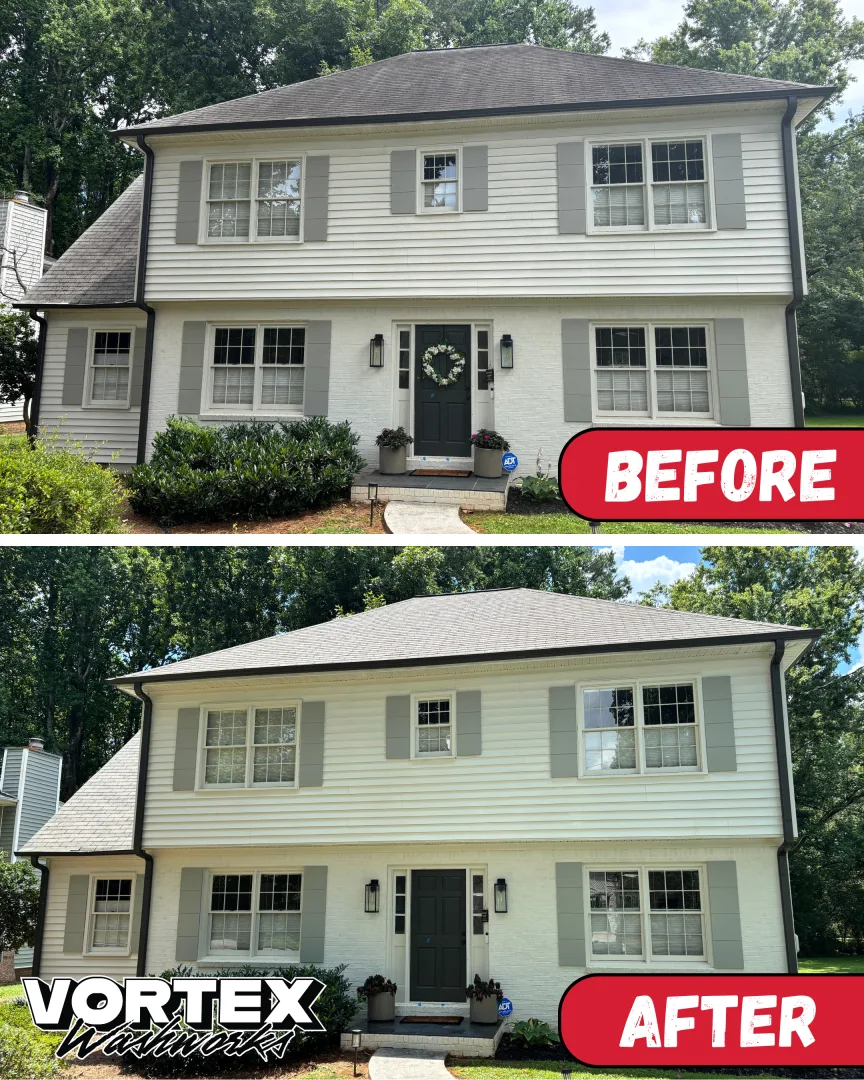 Roof soft washing before and after in Decatur, GA